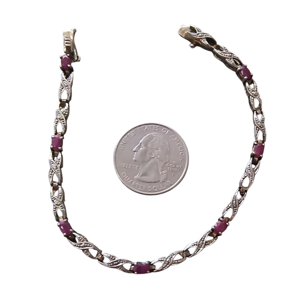 Ruby Slender Infinity Tennis Bracelet in Sterling Silver - Picture 5 of 11